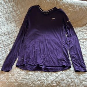 Nike dry fit long sleeve purple running shirt